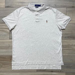 Polo Ralph Lauren Pima Soft Touch Pony Polo Shirt Men L Oatmeal Short Sleeve EUC